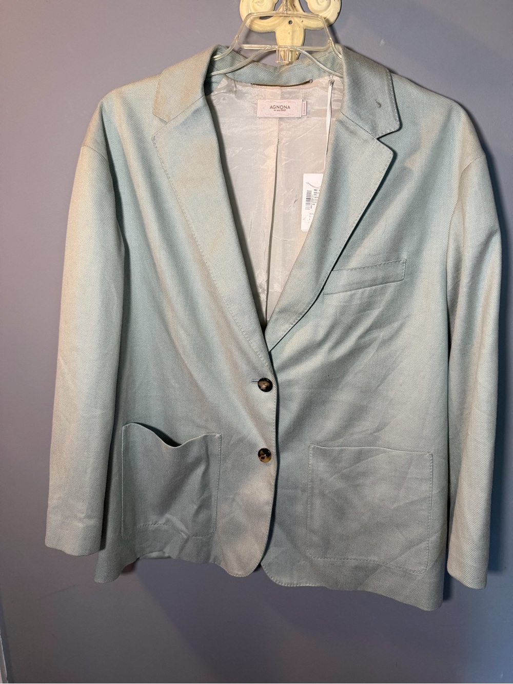 Agnona Women's Light Mint Green Single-Breasted Blazer